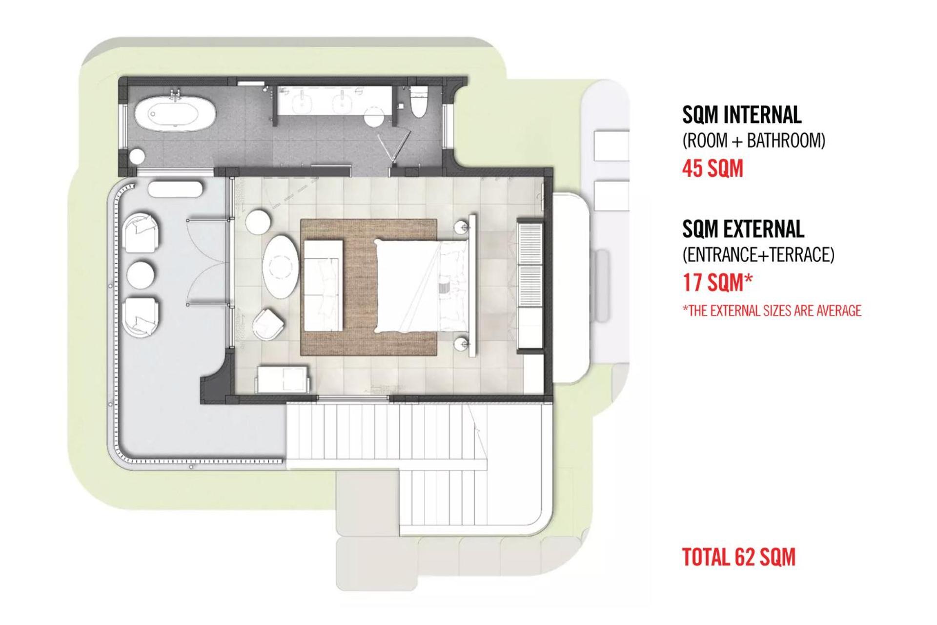 The Standard, Hua Hin Hotel Bagian luar foto Floorplan of a micro apartment