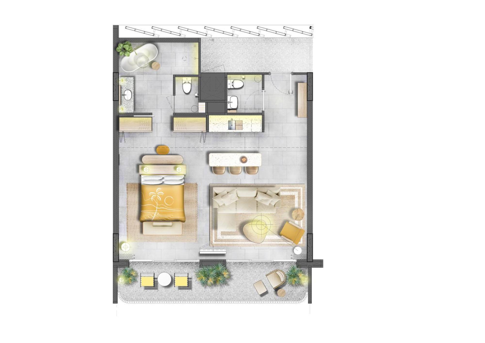 The Standard, Hua Hin Hotel Ruang foto A floor plan of a typical apartment